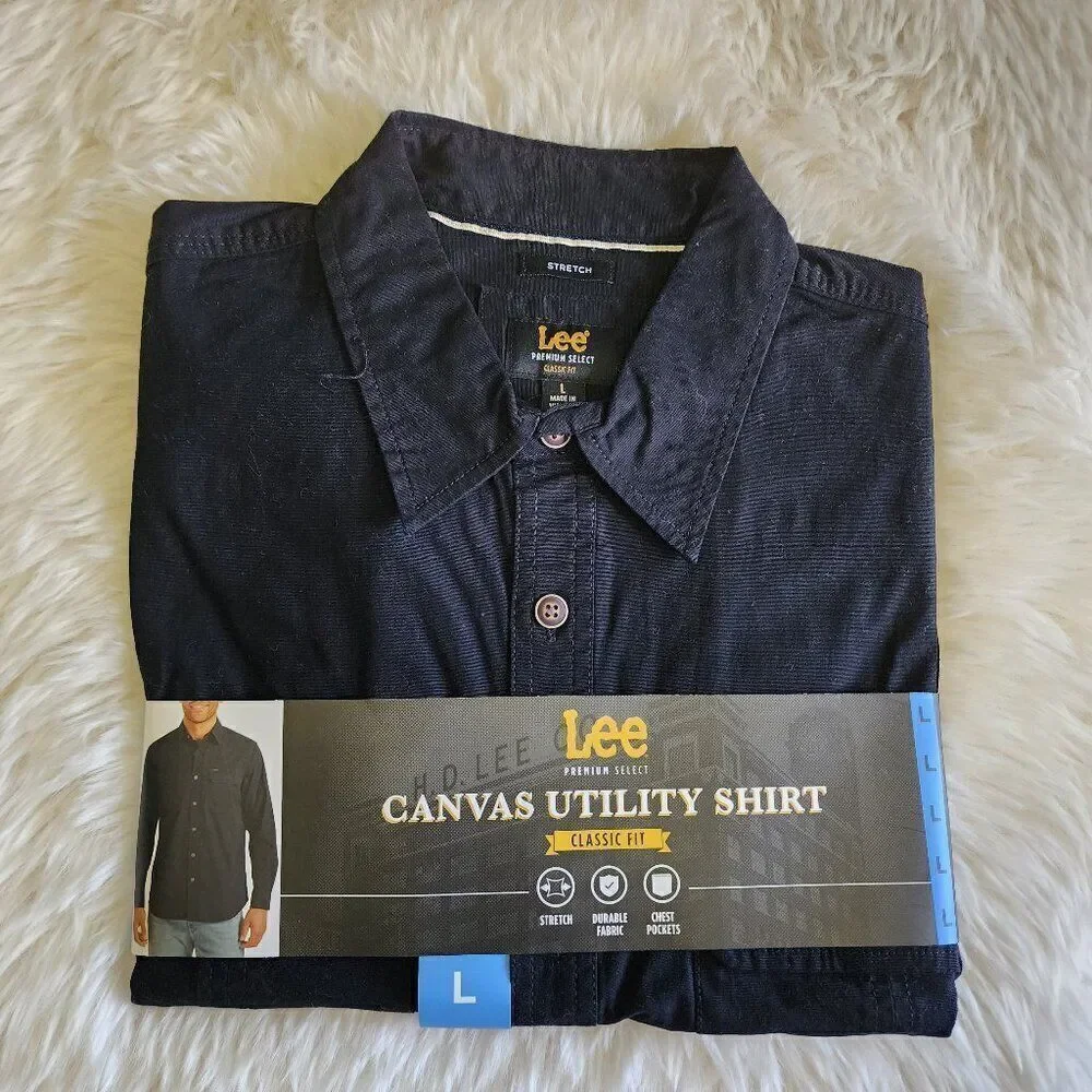 Lee Men's Premium Select Classic Fit Canvas Utility Button Down Shirt